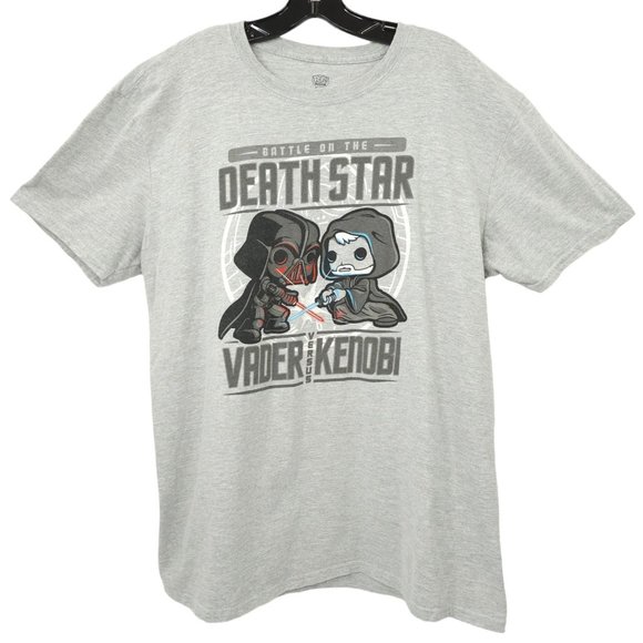 Pop Battle On The Death Star Vader Vs Kenobi Tee T Shirt XL  Star Wars Gray Crew - Picture 1 of 15